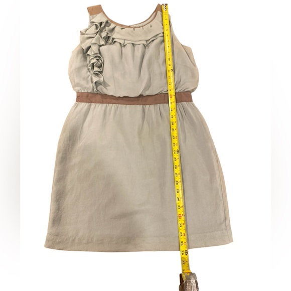 LOFT‎ Womens  Casual Ruffle Dress in Light Sage Green 100% Silk - Picture 5 of 7